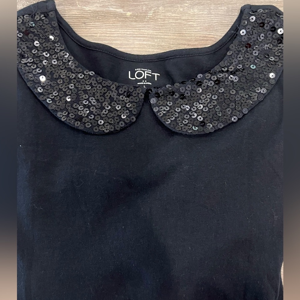 Loft black 3/4 sleeve with sequence. Size L